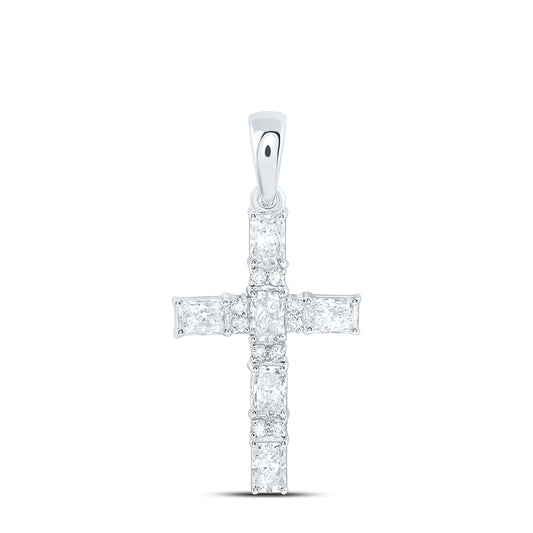 14k White Gold 0.625 CTW Lab Grown Diamond Fashion Cross Pendant