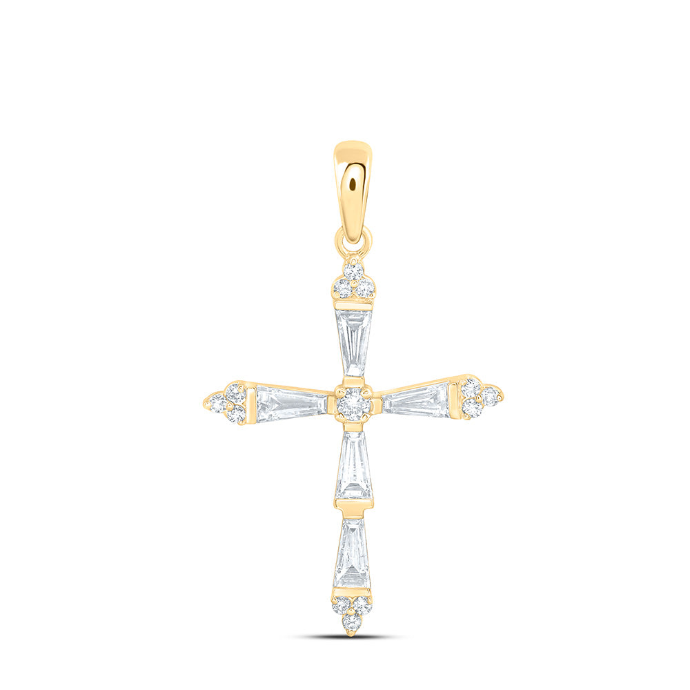 14k Yellow Gold 0.625 CTW Lab Grown Diamond Fashion Cross Pendant