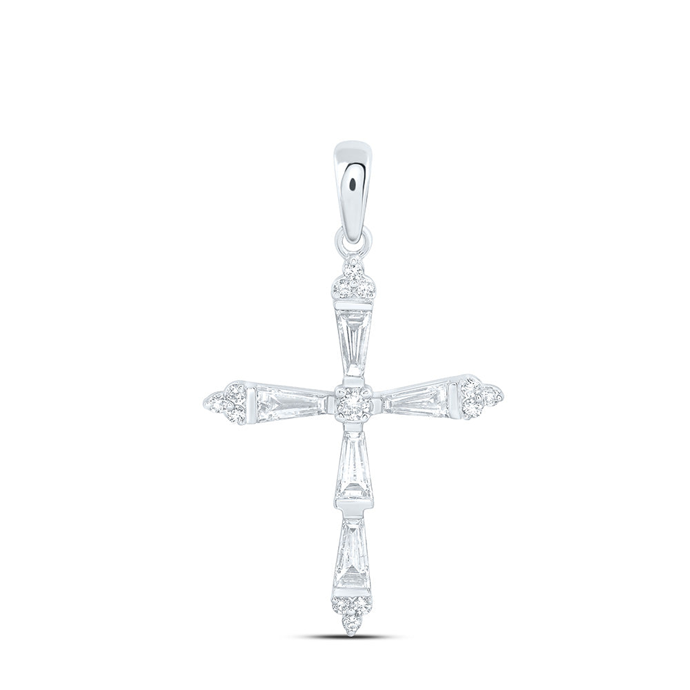 14k White Gold 0.625 CTW Lab Grown Diamond Fashion Cross Pendant