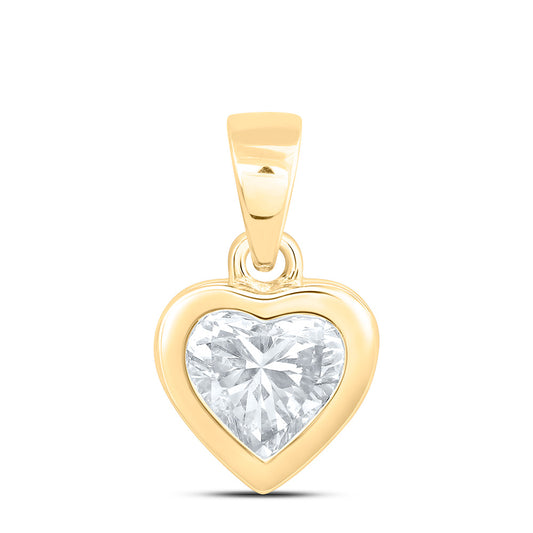 10k Yellow Gold 1 CTW Lab Grown Diamond Fashion Heart Bezel Pendant