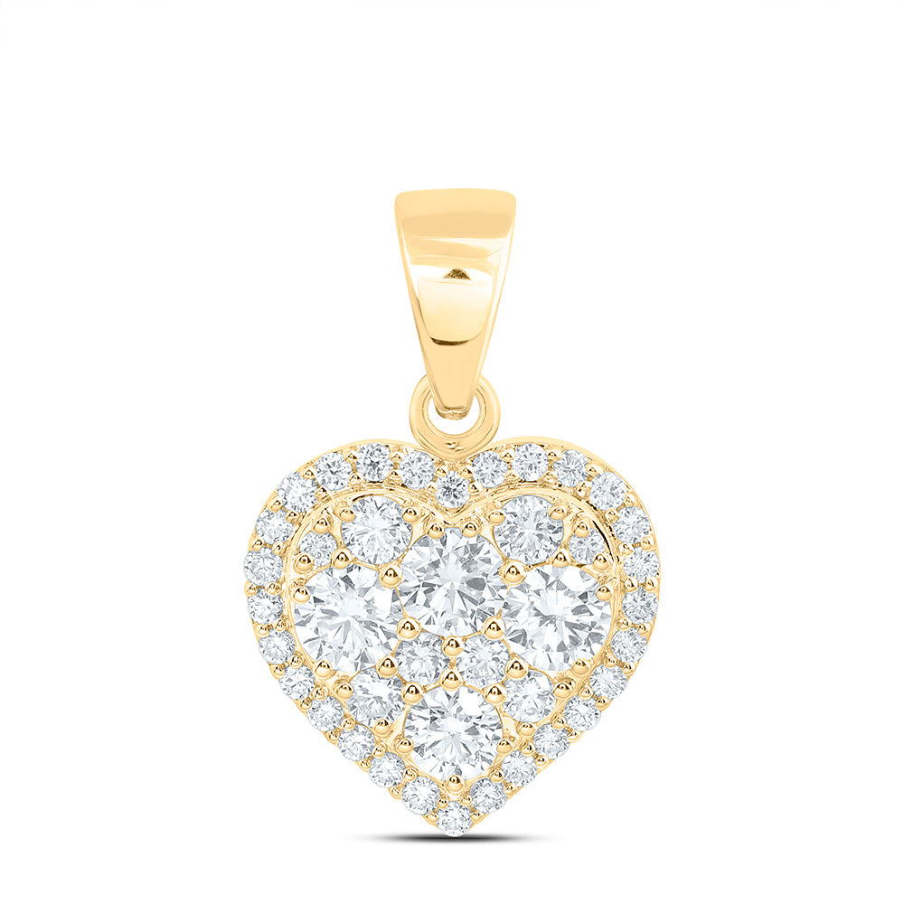 10k Yellow Gold 1.33 CTW Lab Grown Diamond Fashion Heart Pendant