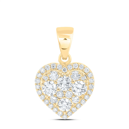 10k Yellow Gold 1.33 CTW Lab Grown Diamond Fashion Heart Pendant