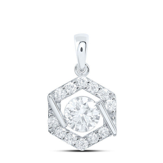 10k White Gold 1.33 CTW Lab Grown Diamond Fashion Hexagon Pendant