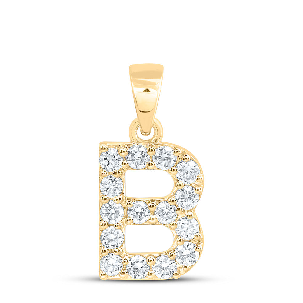 10k Yellow Gold 0.5 CTW Lab Grown Diamond Fashion Initial "B" Pendant