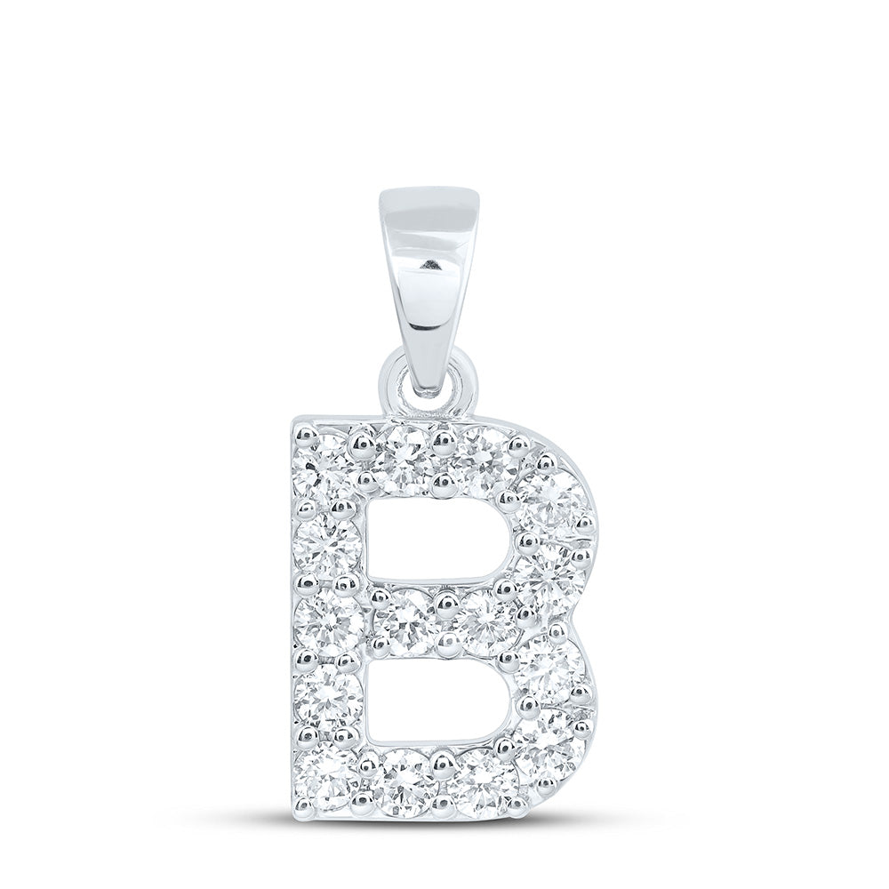 10k White Gold 0.5 CTW Lab Grown Diamond Fashion Initial "B" Pendant