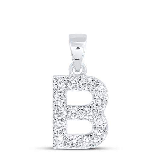 10k White Gold 0.5 CTW Lab Grown Diamond Fashion Initial "B" Pendant