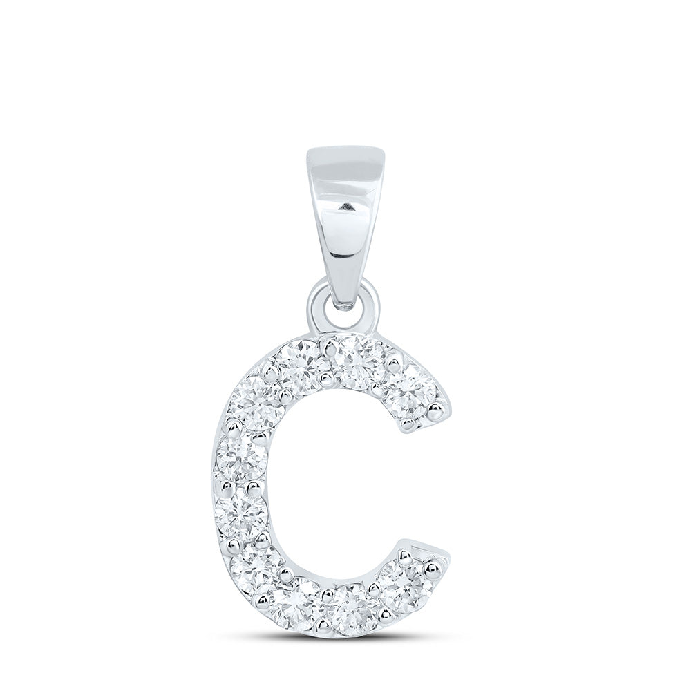 10k White Gold 0.33 CTW Lab Grown Diamond Fashion Initial "C" Pendant