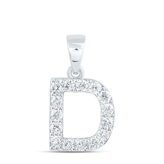 10k White Gold 0.5 CTW Lab Grown Diamond Fashion Initial "D" Pendant