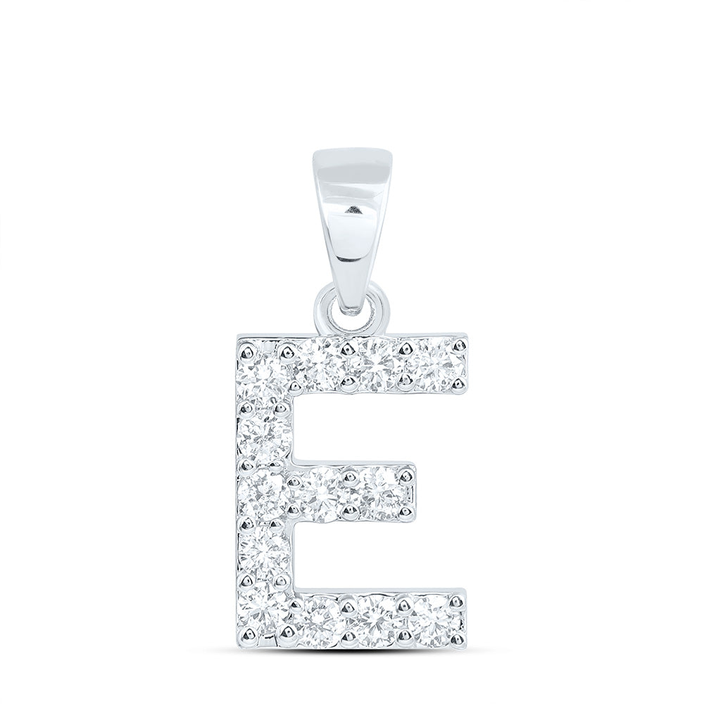 10k White Gold 0.375 CTW Lab Grown Diamond Fashion Initial "E" Pendant