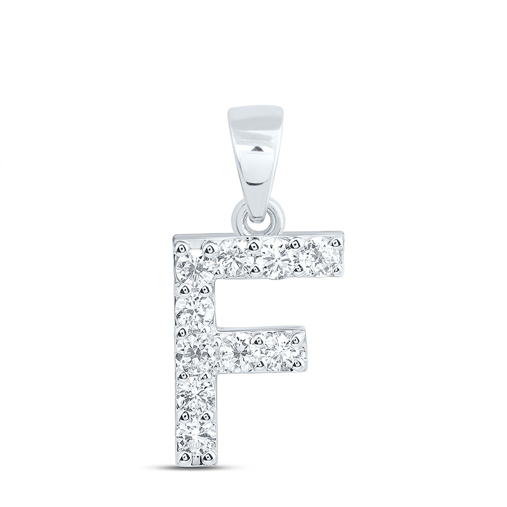 10k White Gold 0.33 CTW Lab Grown Diamond Fashion Initial "F" Pendant