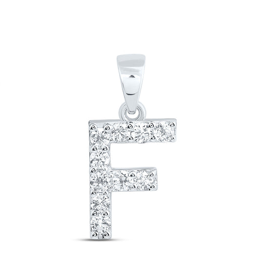 10k White Gold 0.33 CTW Lab Grown Diamond Fashion Initial "F" Pendant