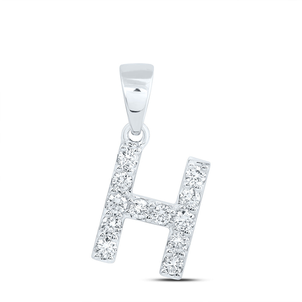 10k White Gold 0.375 CTW Lab Grown Diamond Fashion Initial "H" Pendant