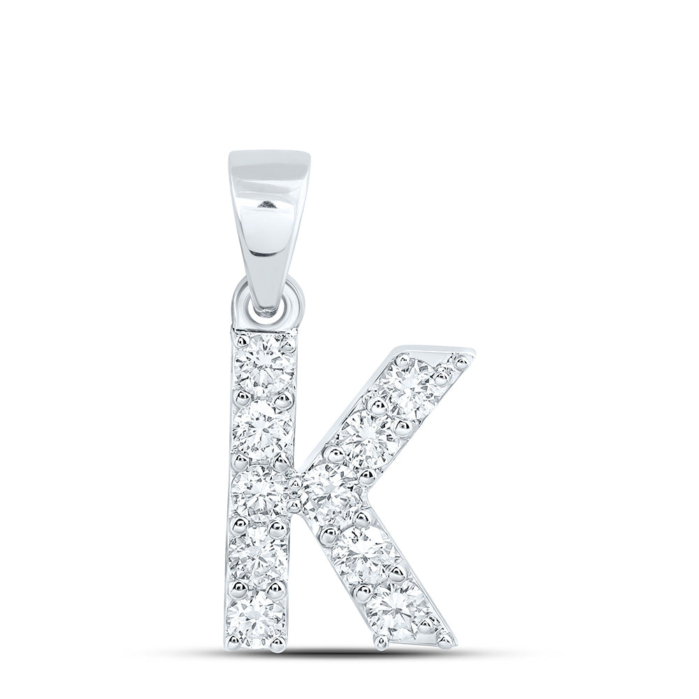 10k White Gold 0.375 CTW Lab Grown Diamond Fashion Initial "K" Pendant