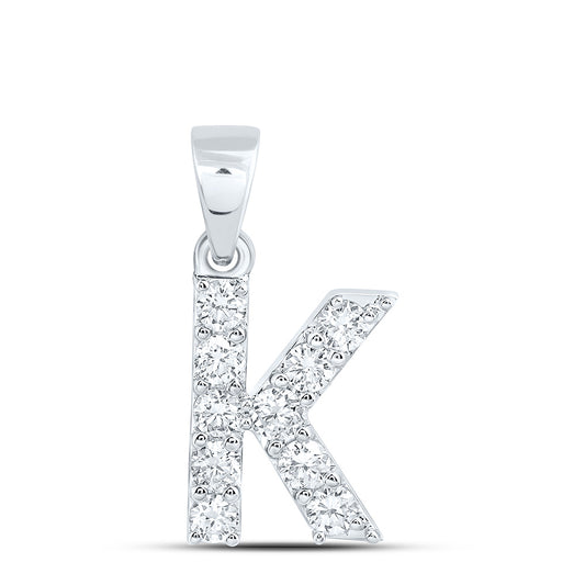 10k White Gold 0.375 CTW Lab Grown Diamond Fashion Initial "K" Pendant