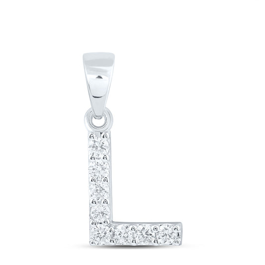 10k White Gold 0.25 CTW Lab Grown Diamond Fashion Initial "L" Pendant