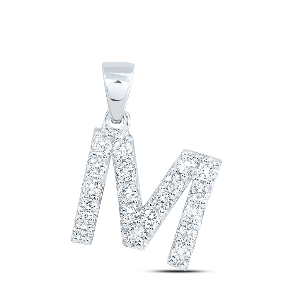 10k White Gold 0.625 CTW Lab Grown Diamond Fashion Initial "M" Pendant