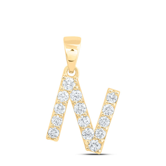 10k Yellow Gold 0.5 CTW Lab Grown Diamond Fashion Initial "N" Pendant