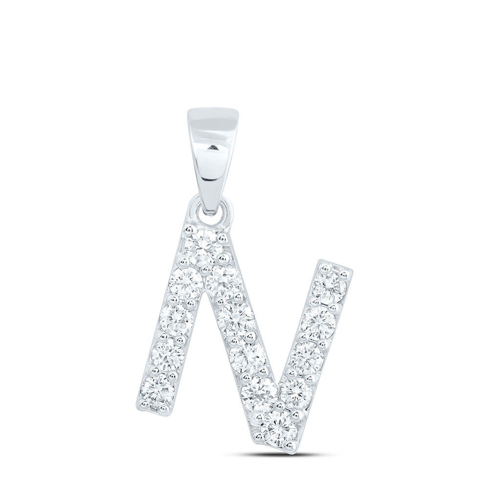 10k White Gold 0.5 CTW Lab Grown Diamond Fashion Initial "N" Pendant