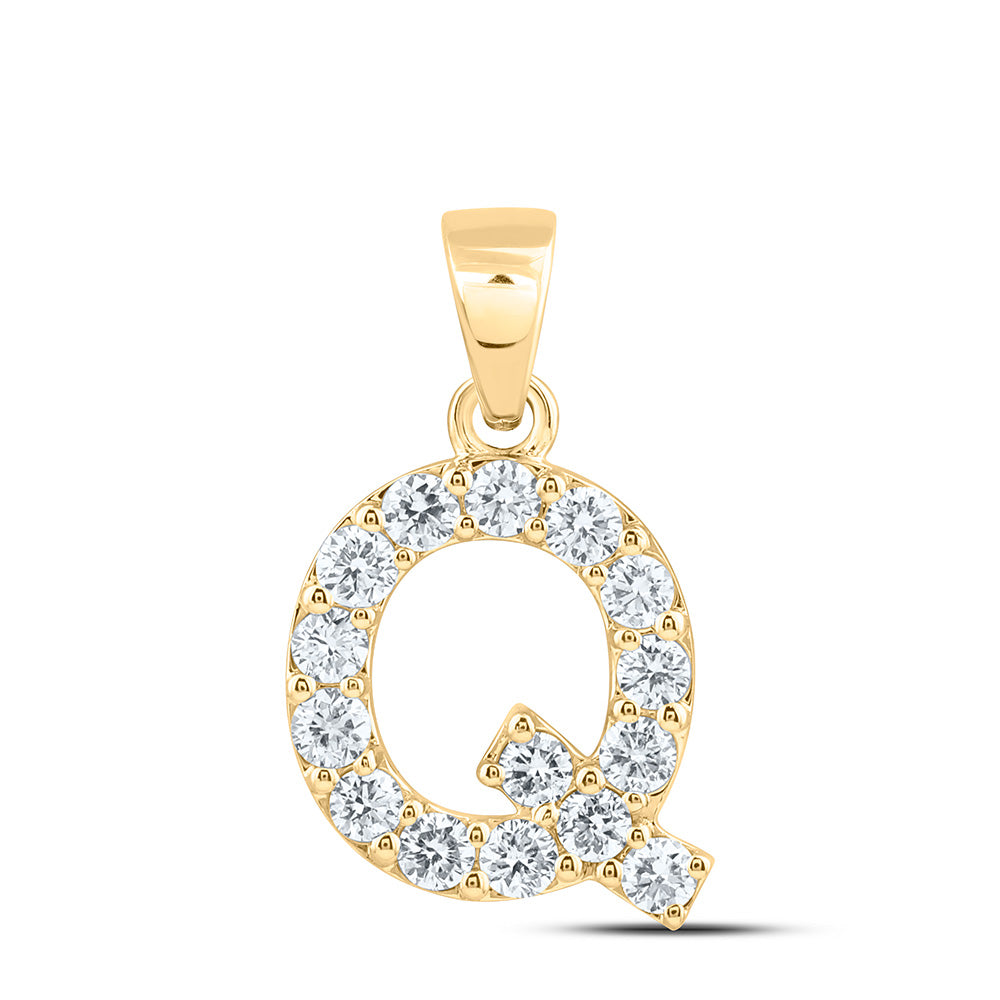 10k Yellow Gold 0.5 CTW Lab Grown Diamond Fashion Initial "Q" Pendant