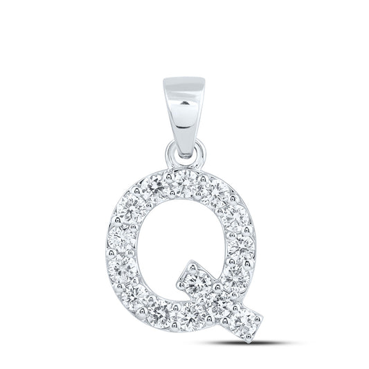 10k White Gold 0.5 CTW Lab Grown Diamond Fashion Initial "Q" Pendant