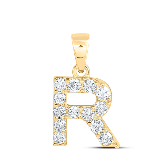 10k Yellow Gold 0.5 CTW Lab Grown Diamond Fashion Initial "R" Pendant