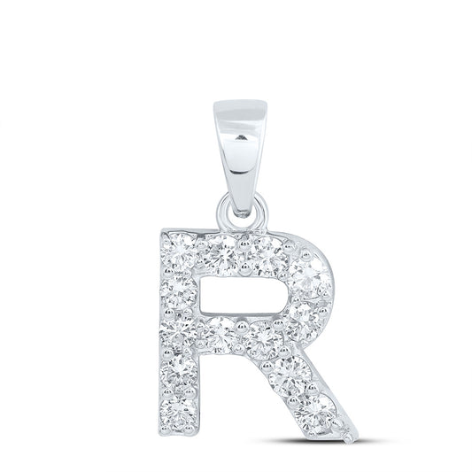 10k White Gold 0.5 CTW Lab Grown Diamond Fashion Initial "R" Pendant