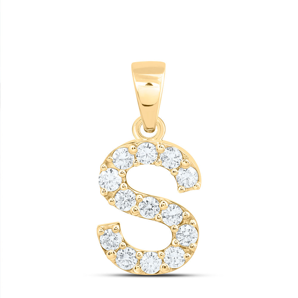 10k Yellow Gold 0.375 CTW Lab Grown Diamond Fashion Initial "S" Pendant