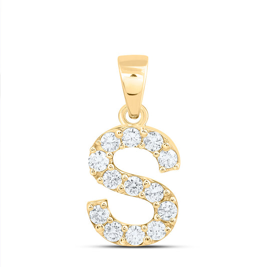 10k Yellow Gold 0.375 CTW Lab Grown Diamond Fashion Initial "S" Pendant
