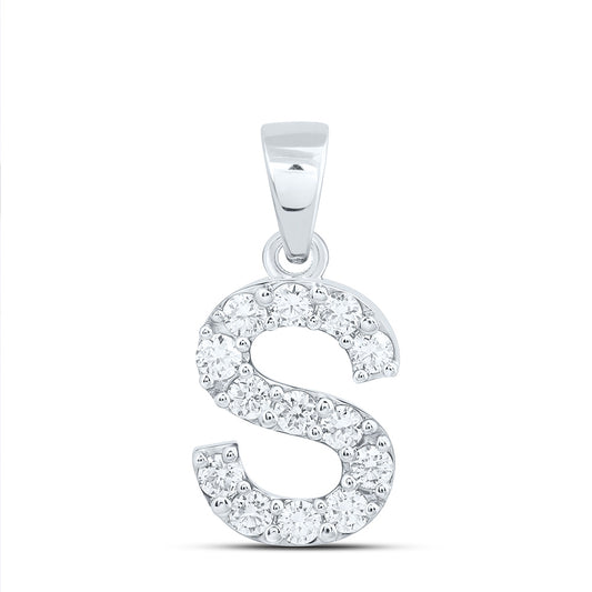 10k White Gold 0.375 CTW Lab Grown Diamond Fashion Initial "S" Pendant
