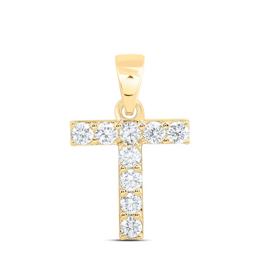 10k Yellow Gold 0.375 CTW Lab Grown Diamond Fashion Initial "T" Pendant