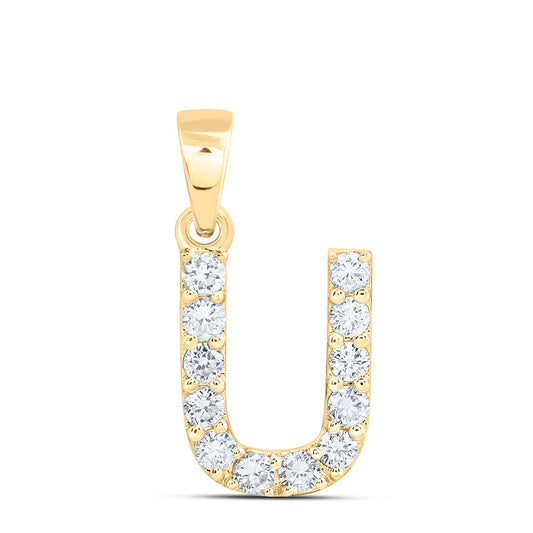 10k Yellow Gold 0.375 CTW Lab Grown Diamond Fashion Initial "U" Pendant