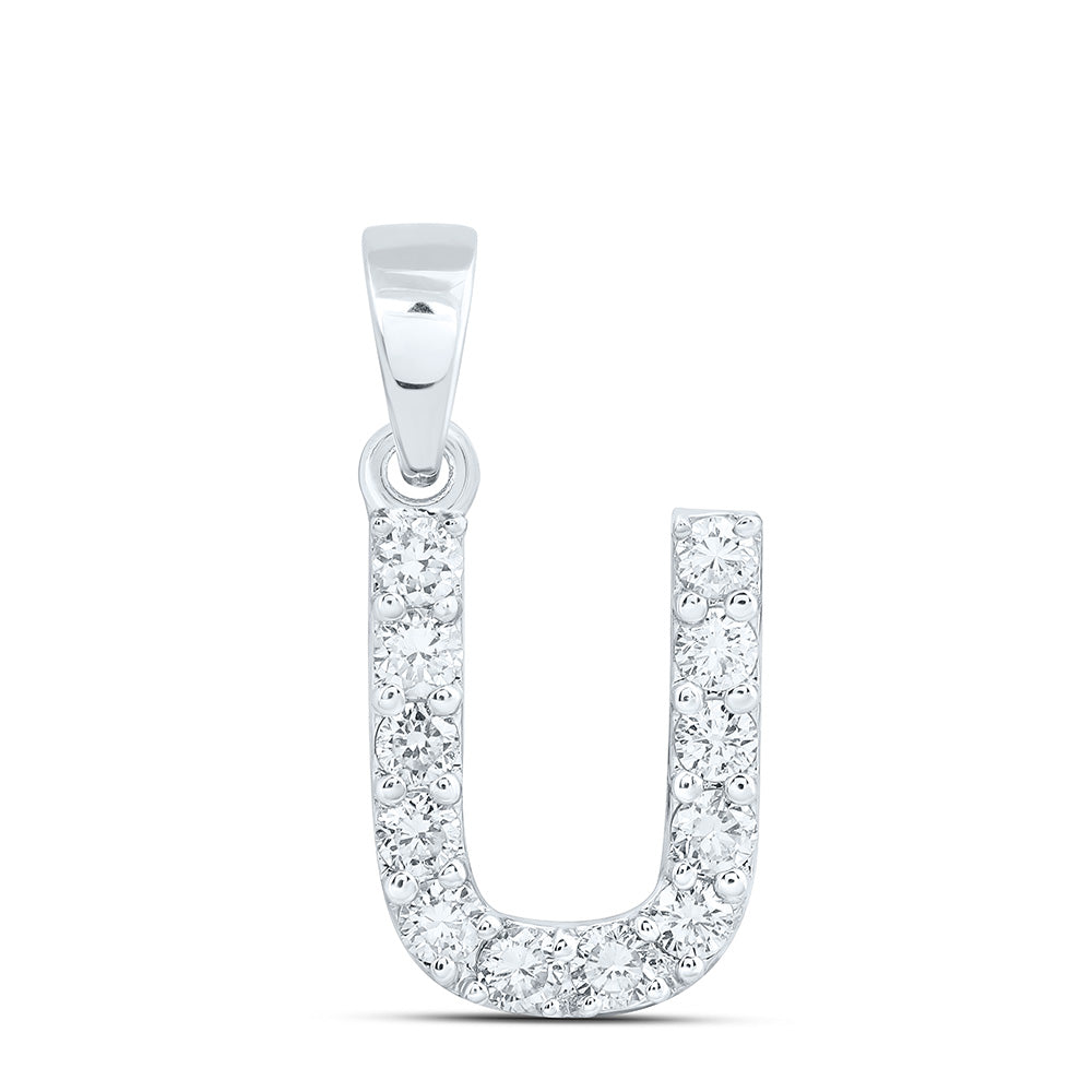 10k White Gold 0.375 CTW Lab Grown Diamond Fashion Initial "U" Pendant