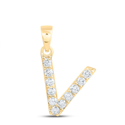 10k Yellow Gold 0.33 CTW Lab Grown Diamond Fashion Initial "V" Pendant