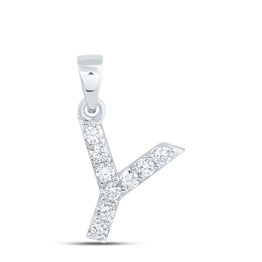 10k White Gold 0.25 CTW Lab Grown Diamond Fashion Initial "Y" Pendant