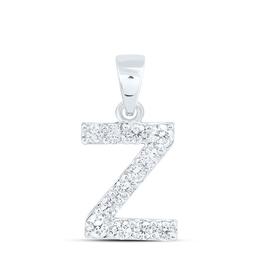 10k White Gold 0.375 CTW Lab Grown Diamond Fashion Initial "Z" Pendant