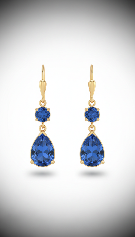 Blue Sapphire Drop Earrings