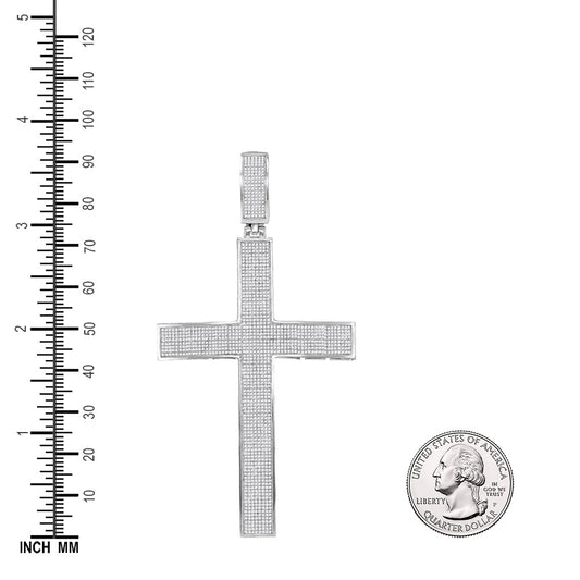 2.2 Ctw Natural Diamond Hiphop Cross Religious Pendant in 10k White Gold