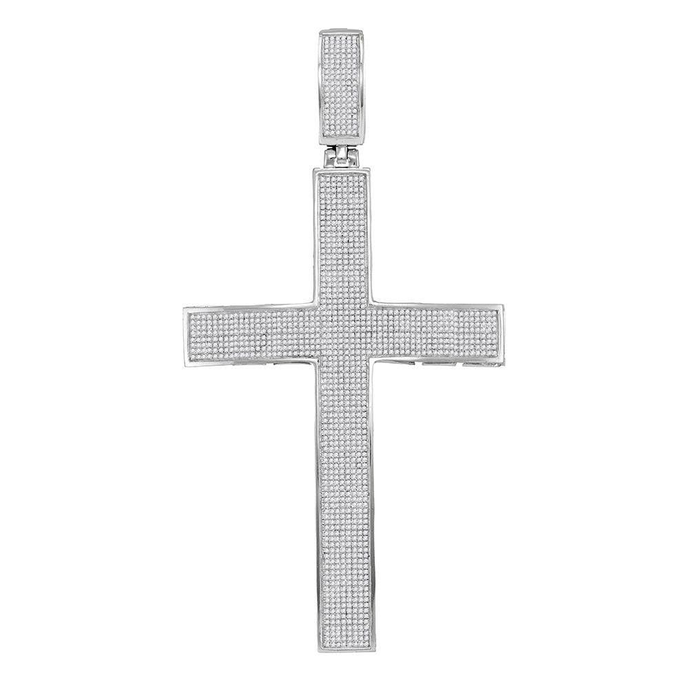 2.2 Ctw Natural Diamond Hiphop Cross Religious Pendant in 10k White Gold