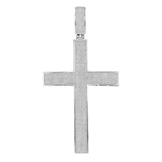 2.2 Ctw Natural Diamond Hiphop Cross Religious Pendant in 10k White Gold