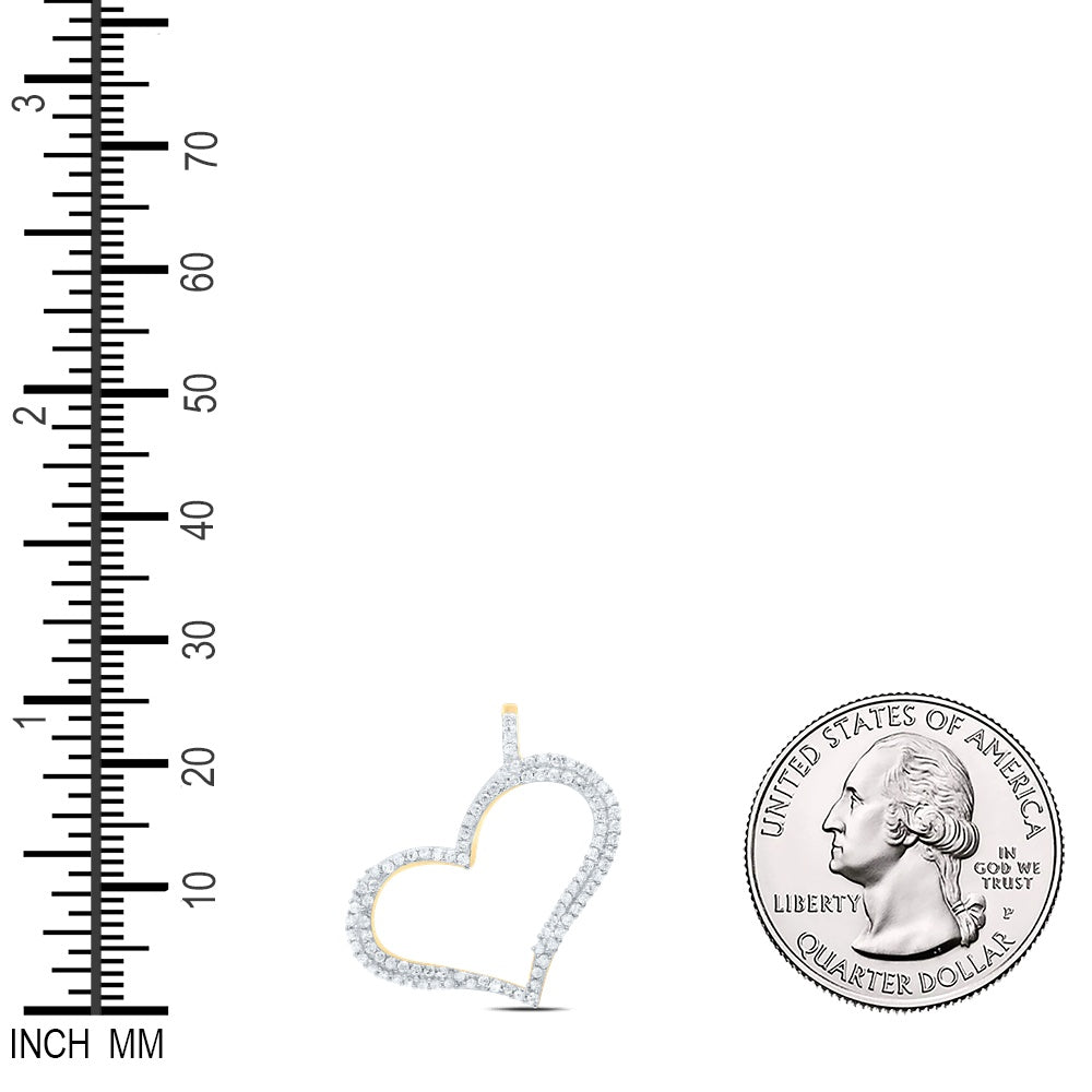 0.34 Ctw Natural Diamond Open Heart Pendant in 10k Yellow Gold