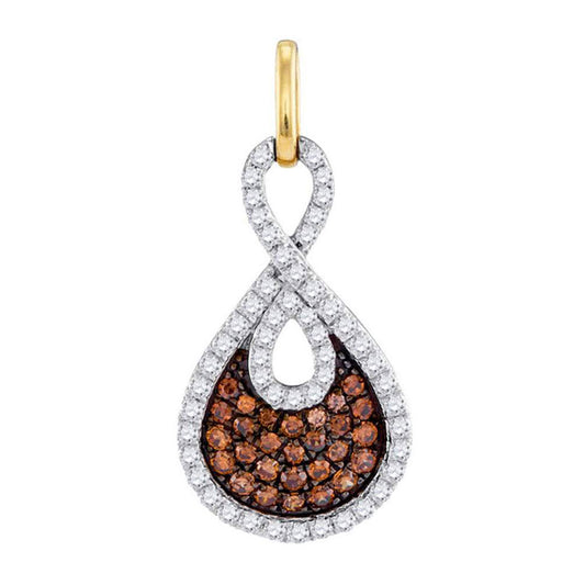 0.52 Ctw Natural Diamond Brown Teardrop Pendant in 10k White Gold