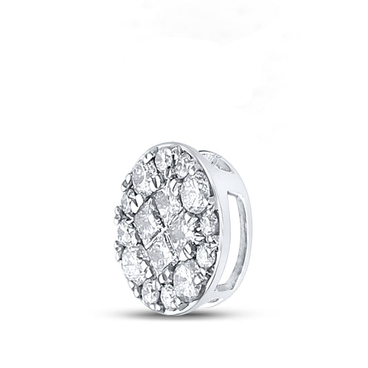 0.5 Ctw Natural Diamond Small Gift Center Princess Pendant in 14k White Gold