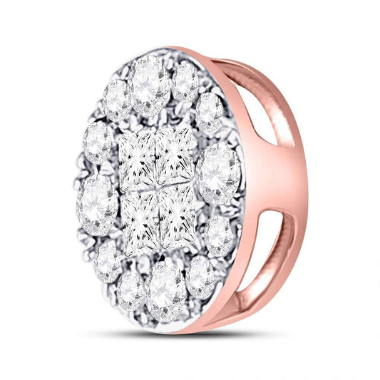 0.25 Ctw Natural Diamond Round Small Pendant in 14k Rose Gold