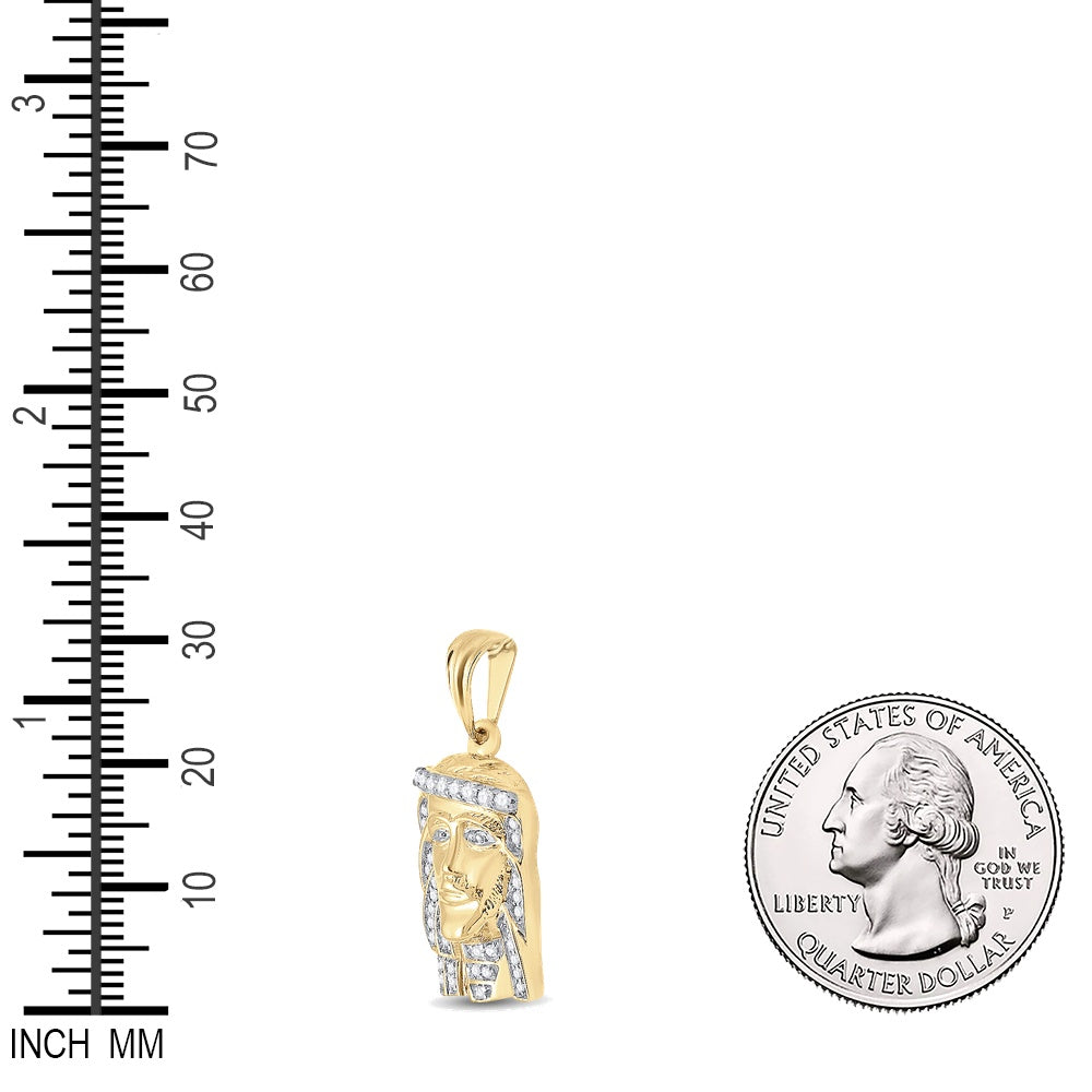 0.29 Ctw Natural Diamond Jesus Religious Pendant in 10k Yellow Gold