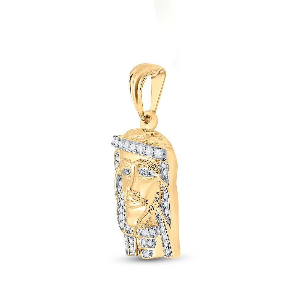 0.29 Ctw Natural Diamond Jesus Religious Pendant in 10k Yellow Gold