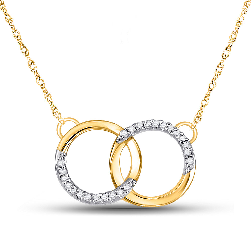 0.1 Ctw Natural Diamond Two Circle Pendant in 10k Yellow Gold