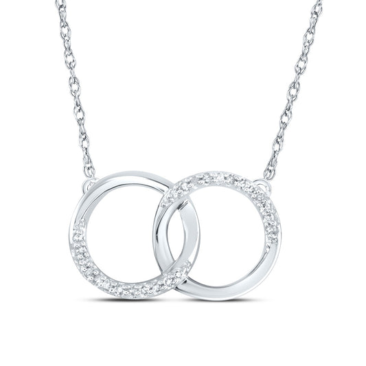 0.1 Ctw Natural Diamond Two Circle Pendant in 10k White Gold