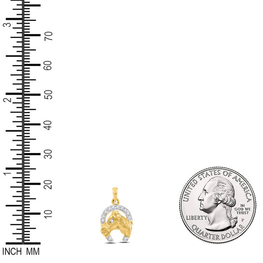 0.11 Ctw Natural Diamond Horseshoe Goodluck Pendant in 10k Yellow Gold