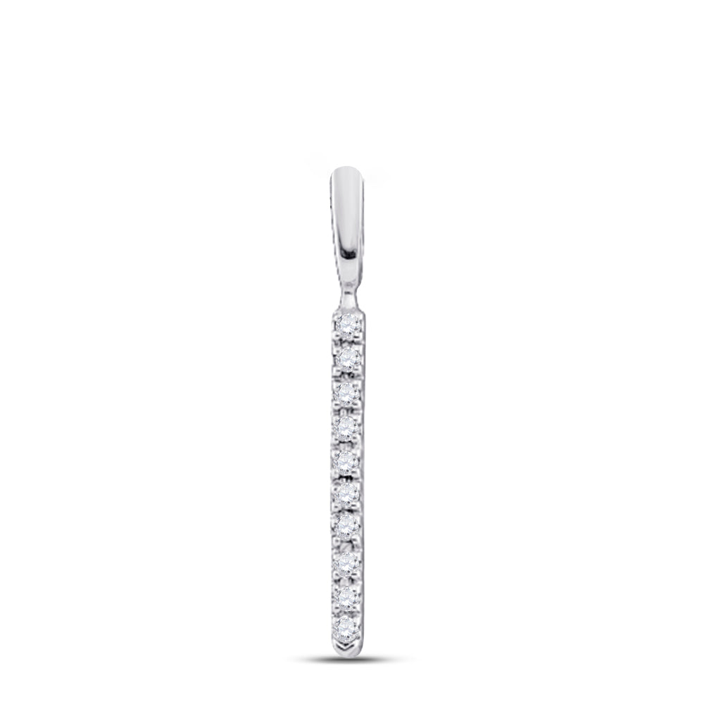 0.06 Ctw Natural Diamond Skinny Rectangle Pendant in 14k White Gold