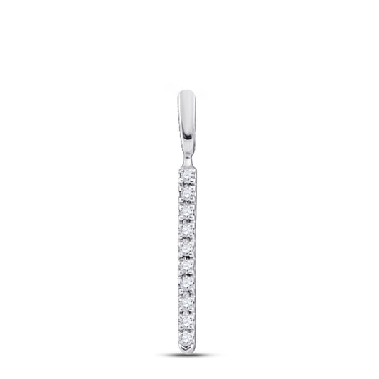 0.06 Ctw Natural Diamond Skinny Rectangle Pendant in 14k White Gold